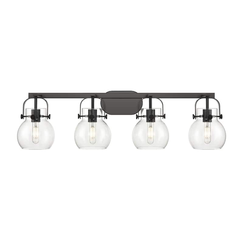 Innovations Lighting 423-4W-10-37 Pilaster II Sphere Vanity Pilaster - Matte Black / Clear
