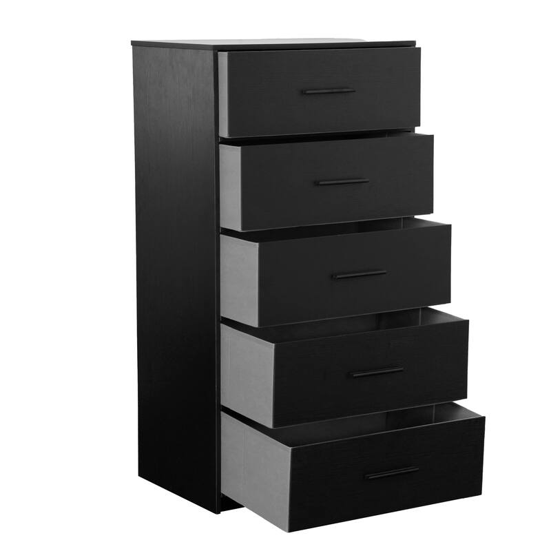Modern Minimalist 5-Drawer Dresser with Large Fabric Drawers