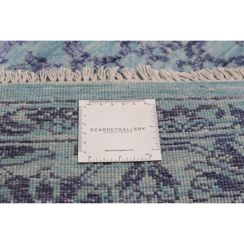 ECARPETGALLERY Hand-knotted Heritage Turquoise Silk, Wool Rug - 6' 1" x 8' 11"