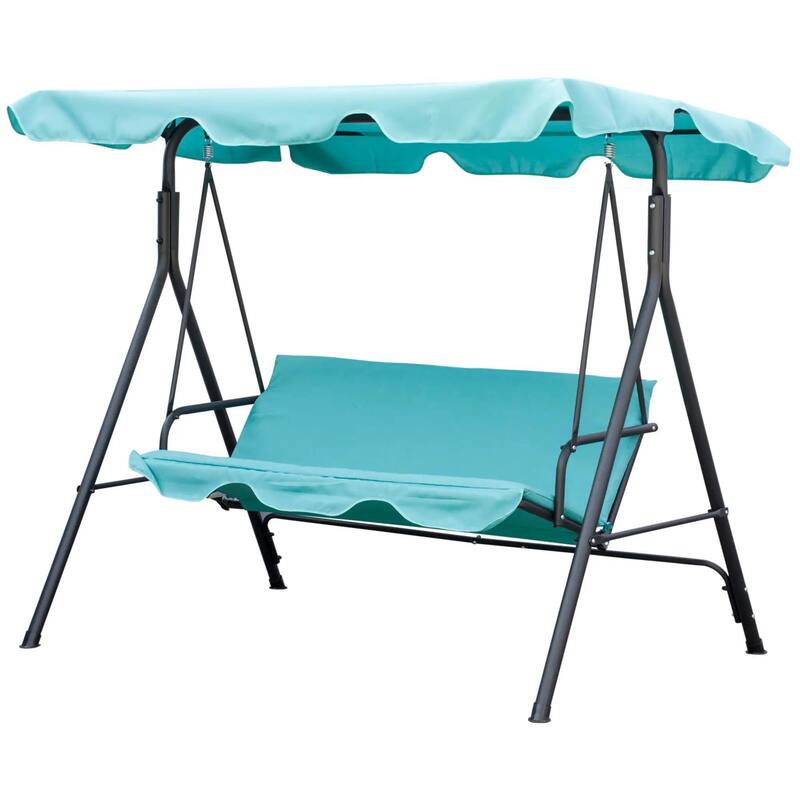 3-Person Patio Swing with Stand, Adjustable Tilt Canopy, Cozy Bench