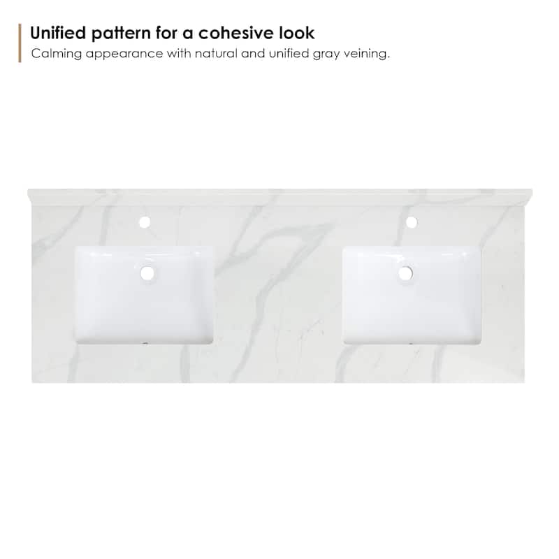 Altair Arbios Calacatta White Quartz Stone Vanity Top in Single Faucet Hole Without Vanity