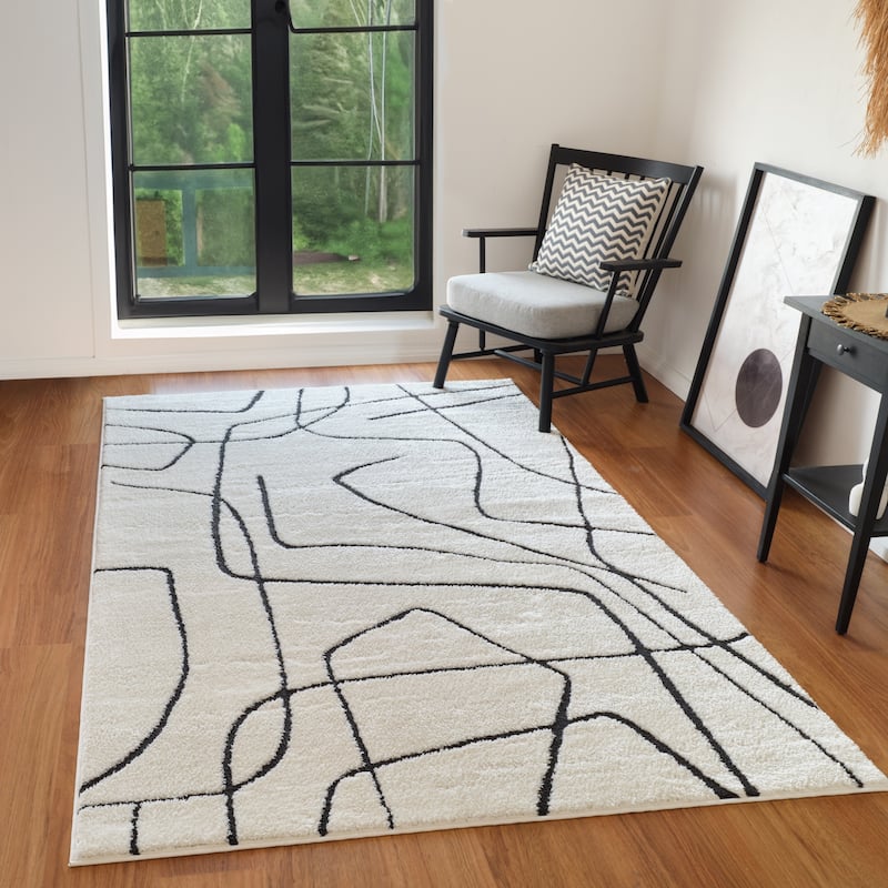 Mulan Ivory Moroccan Power-Loom Area Rug 2' x 3'