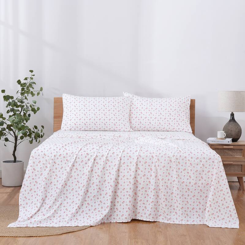 Modern Threads Sweet Rose Printed 4-piece Bed Sheet Set