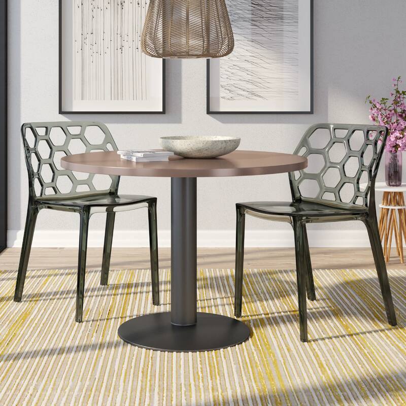 Dynamic Transparent Lucite Honeycomb Cut-Out Seamless Stackable Dining Accent Chair Set of 2