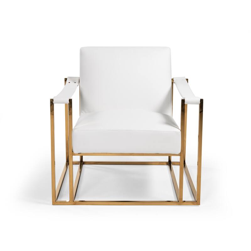 Modrest Larson Modern White Leatherette & Gold Accent Chair