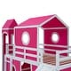preview thumbnail 14 of 27, Playhouse Twin Size Loft Bed with Slide Pink Tent and Tower for Kids