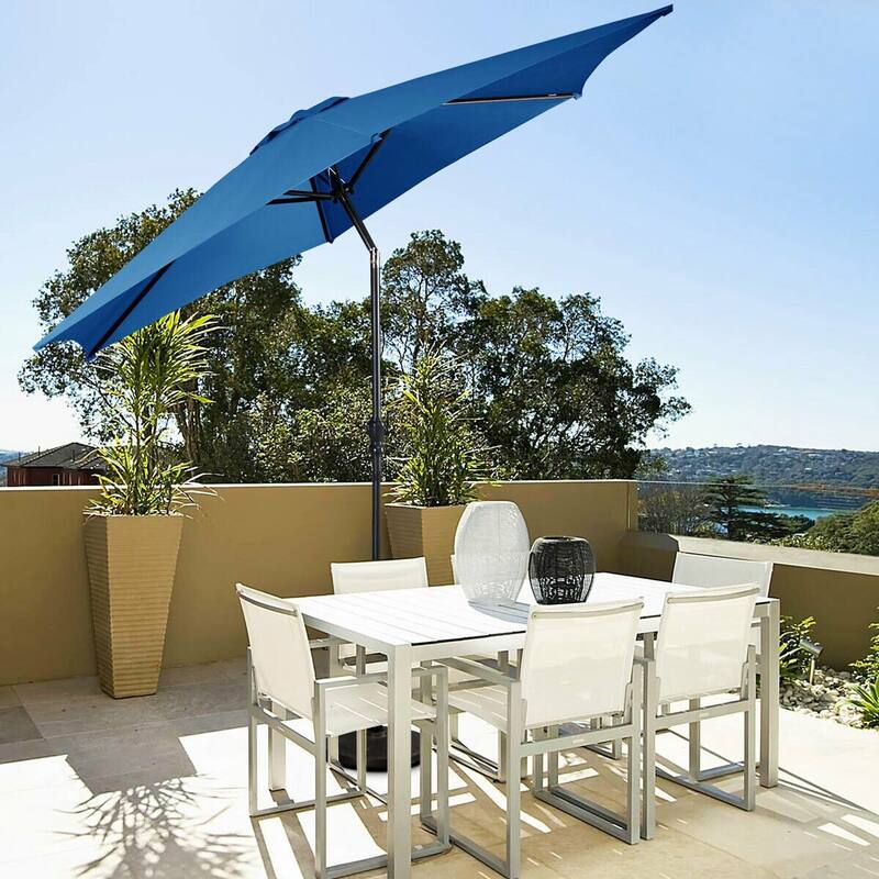 9 ft Patio Outdoor Umbrella with Crank-Blue