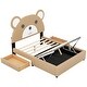 preview thumbnail 1 of 9, Full Size Upholstery Platform Bed with Cute Bear Shaped Headboard and 2 Storage Drawers, Brown Brown - Full