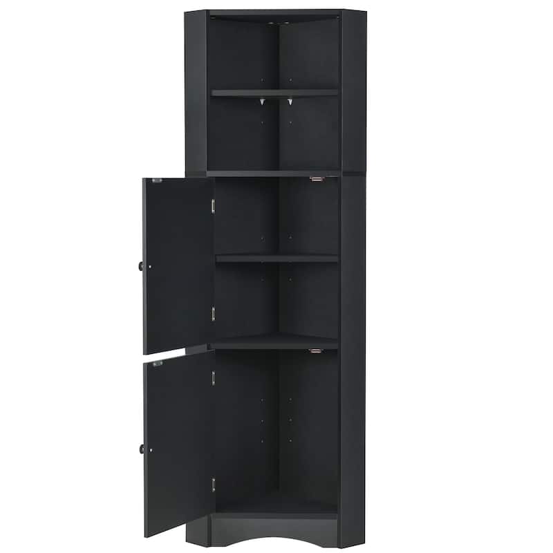 DFStudio - Tall Bathroom Corner Storage Cabinet with Adjustable Shelves, MDF