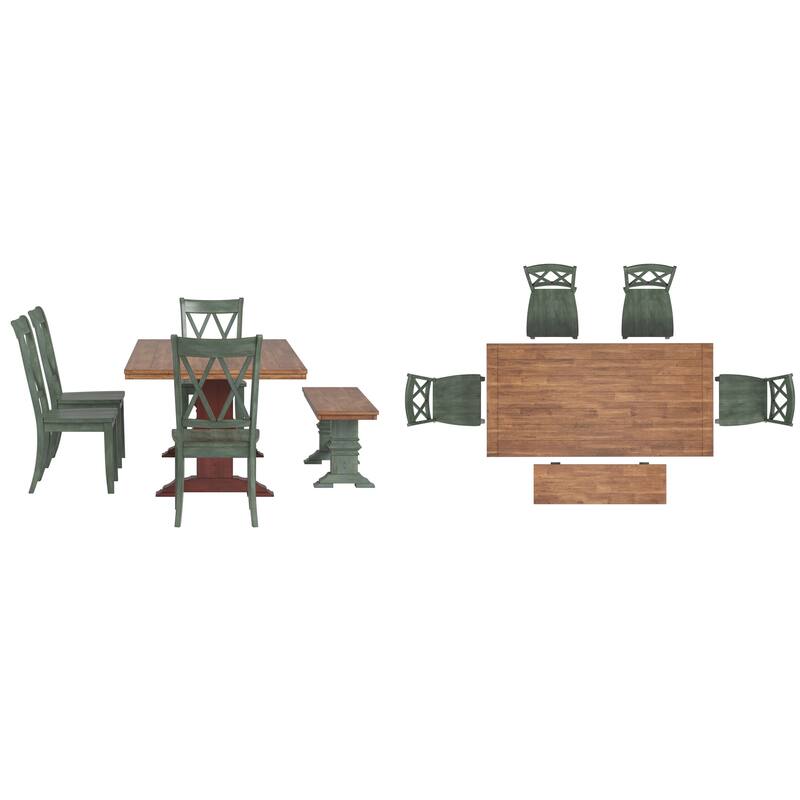 Ronda 78.7" Rectangular Solid Wood Top Dining Set with X-Back Chairs