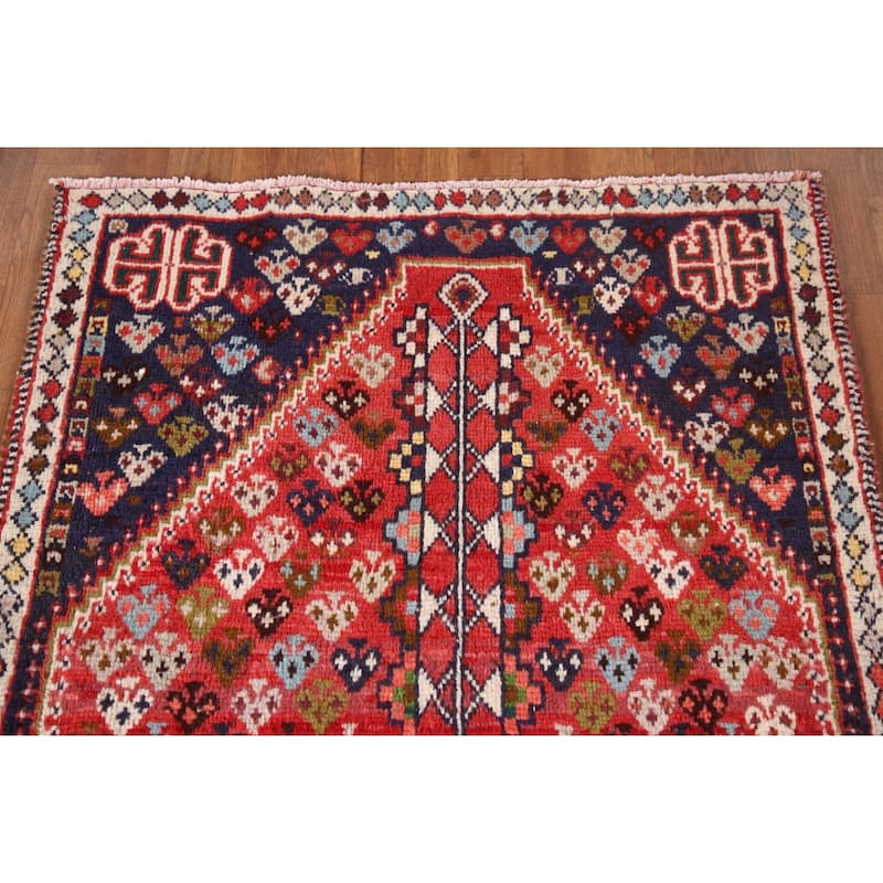 Shiraz Persian Vintage Area Rug Handmade Wool Carpet - 3'1"x 4'3"