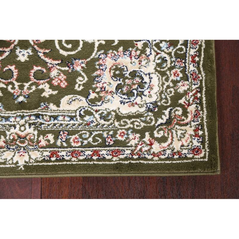 Green Floral Medallion Transitional Turkish Rug Oriental Carpet