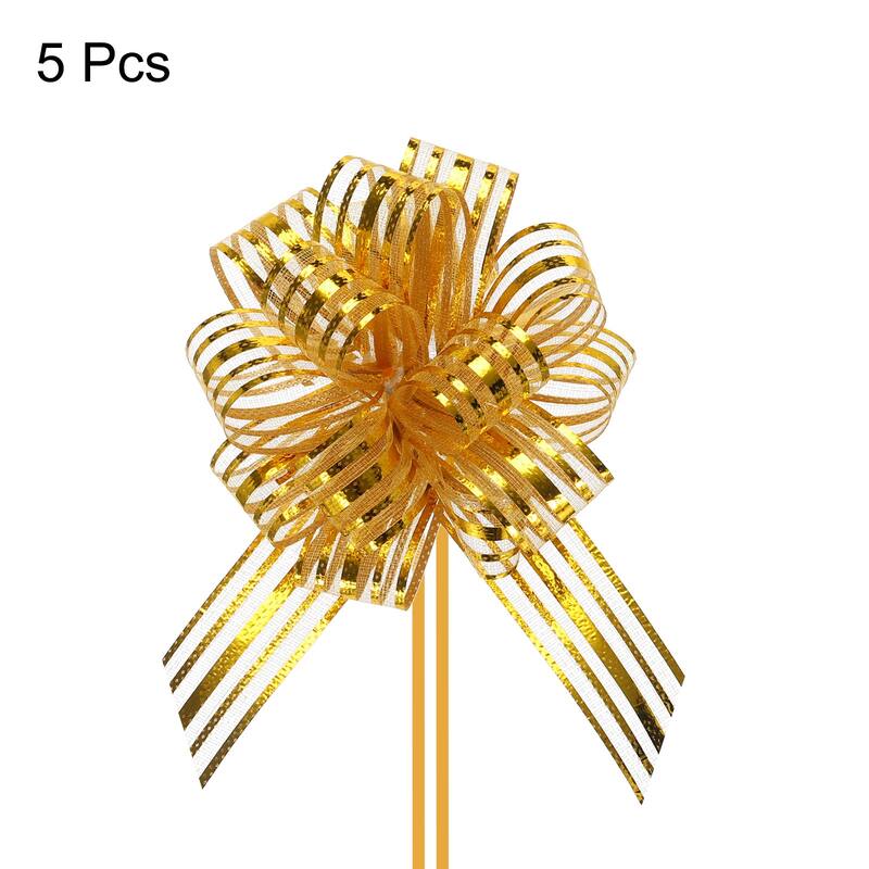 5pcs 6" Large Organza Pull Bow Chiffon Gift Wrapping Bows Ribbon