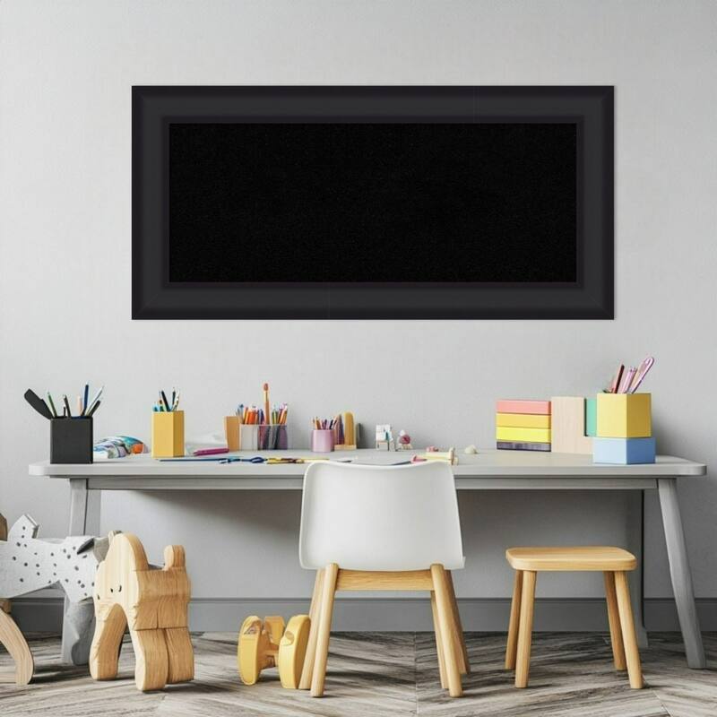 Oliver Black Wood Framed Cork Board - Bulletin Board, Organization Board, Pin Board