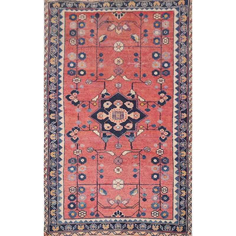 Hamedan Foyer Rug Hand-Knotted Wool Carpet - 4'1" x 6'1"