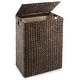 preview thumbnail 11 of 22, Large Laundry Hamper Basket w Lid and Liner Water Hyacinth Espresso