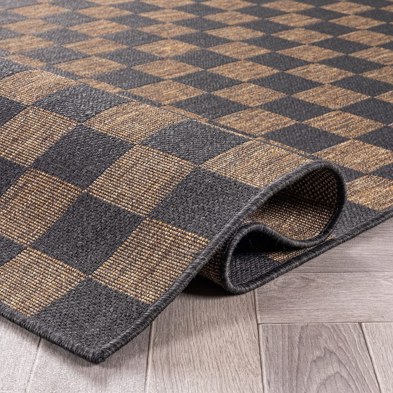 World Rug Gallery Checkered Indoor/Outdoor Flat Woven Area Rug