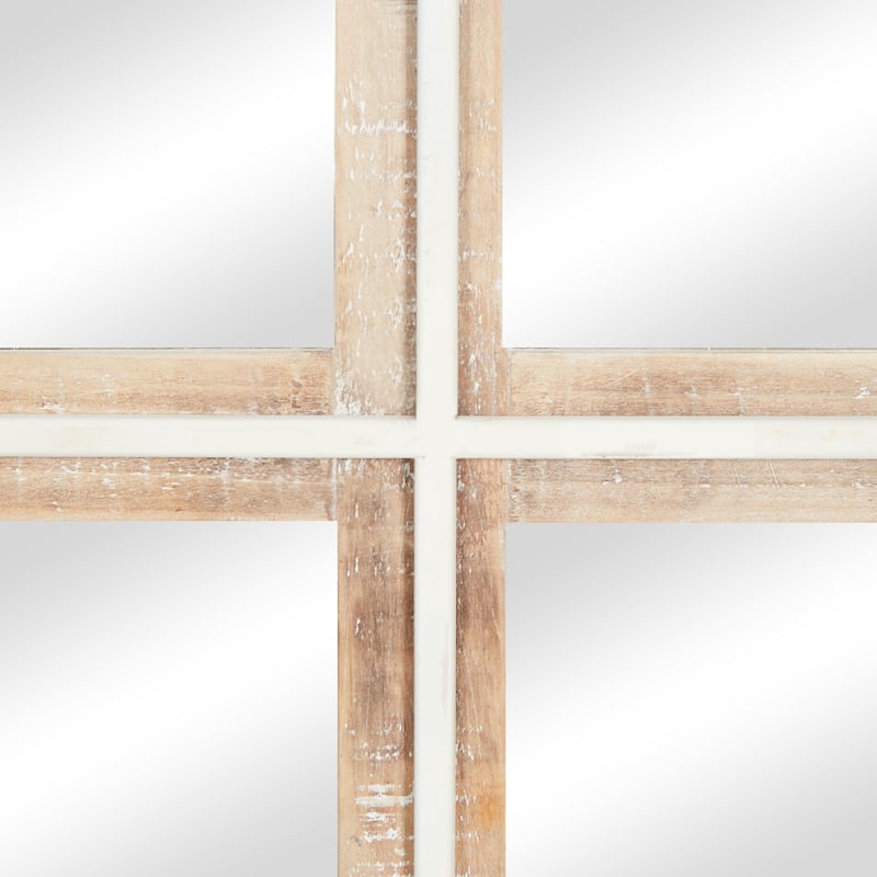 Wood Handmade Grid Window Inspired Wall Mirror - Brown - Roche River Decor