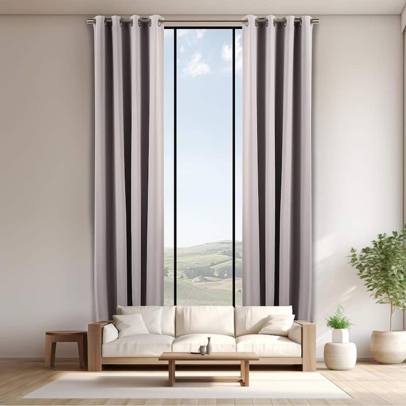 Aurora Home Extra Long Grommet Top Thermal Blackout Curtain Single Panel - Light Grey - 52"x204"