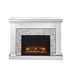 preview thumbnail 2 of 3, Electric Fireplace with Mirror Panel Framing and Stones Inlay, Silver