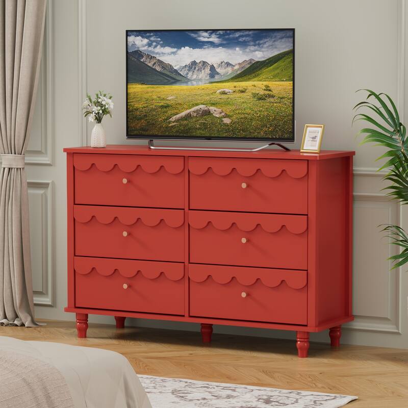 Lace Trim 6-Drawer Dresser with Nightstand Kids' Bedroom Dream Storage