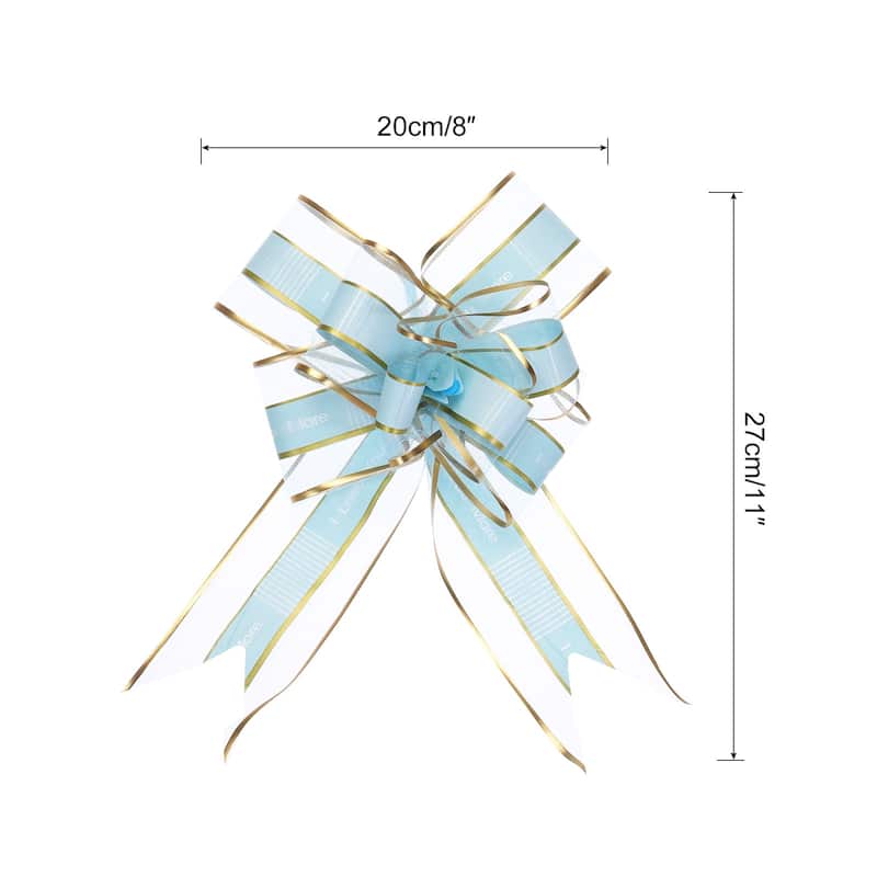10pcs Large Pull Bow Love You Gift Wrapping Bows Ribbon Organza - Light Blue - 11 Inch