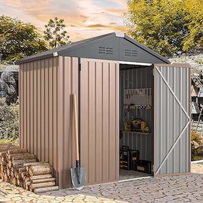 AECOJOY Outdoor Metal Storage Shed with Lockable Door