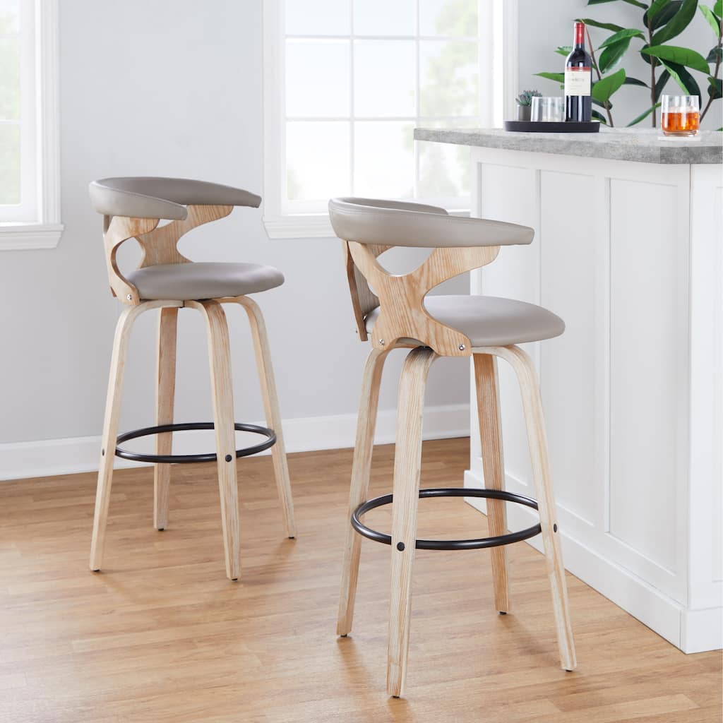 Carson Carrington Viby 30" Fixed-Height Bar Stool with Bent Wood Legs & Round Footrest (Set of 2)