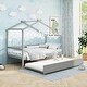 preview thumbnail 15 of 20, Kids Twin Size House Bed with Trundle and Roof