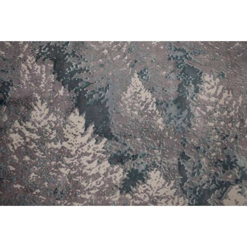 Greys Abstract Indian Area Rug Hand-Knotted Wool Carpet - 5'11"x 9'1"