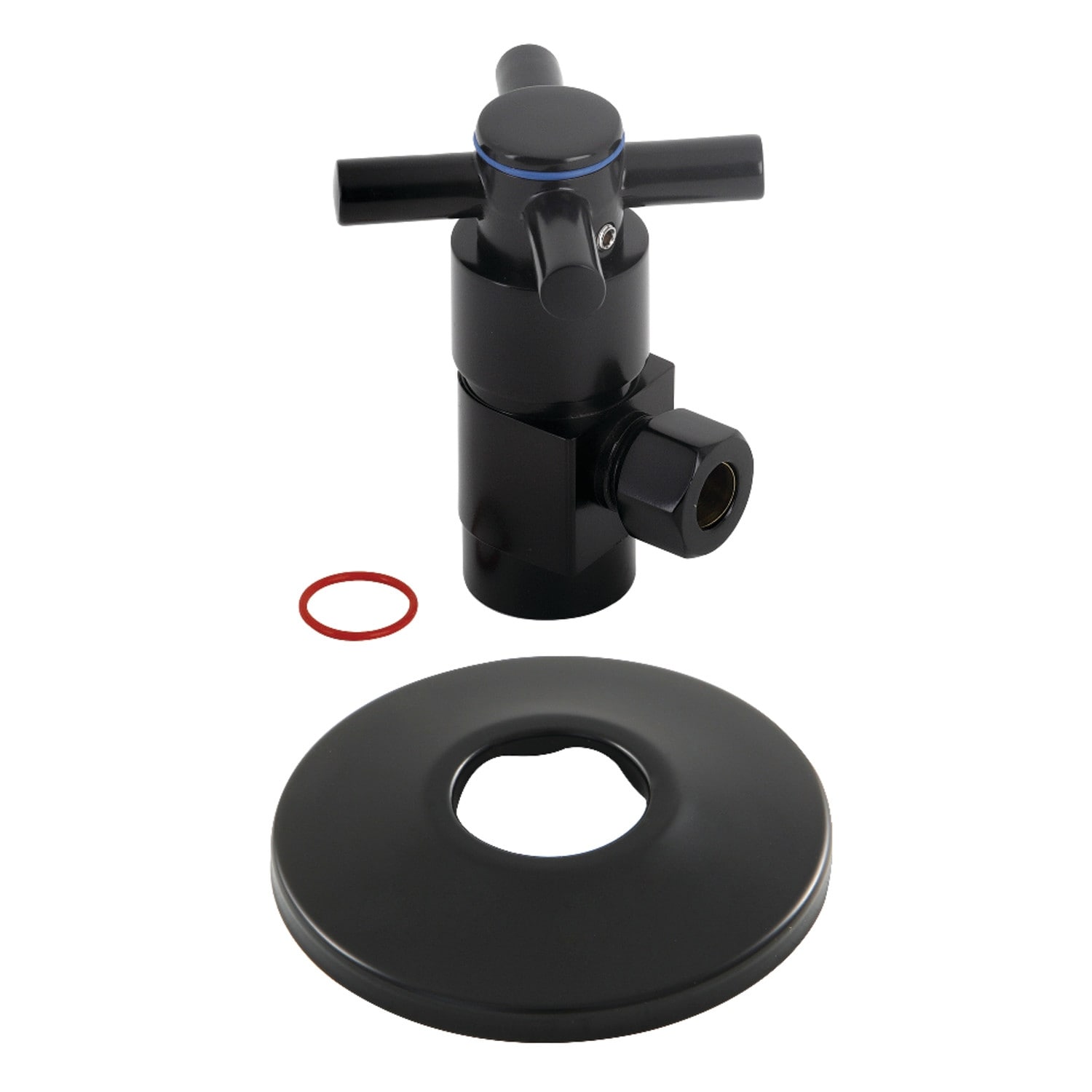Kingston Brass 1/2"IPS x 3/8"O.D. Anti-Seize Deluxe Quarter-Turn Ceramic Hardisc Cartridge Angle Stop with Flange