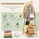 preview thumbnail 7 of 8, Gymax Bamboo Garment Rack Clothes Hanging Rack w/2-Tier Storage Shelf