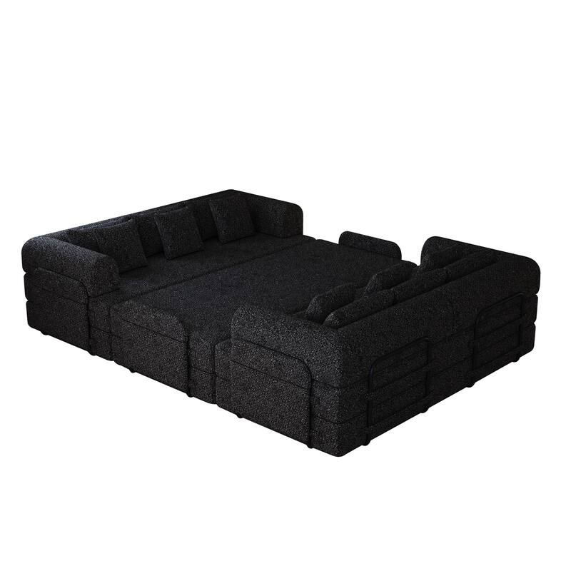 Anmytek Modern Chenille Convertible Sleeper Sofa 78.7" - 2PCS Folding Floor Couch