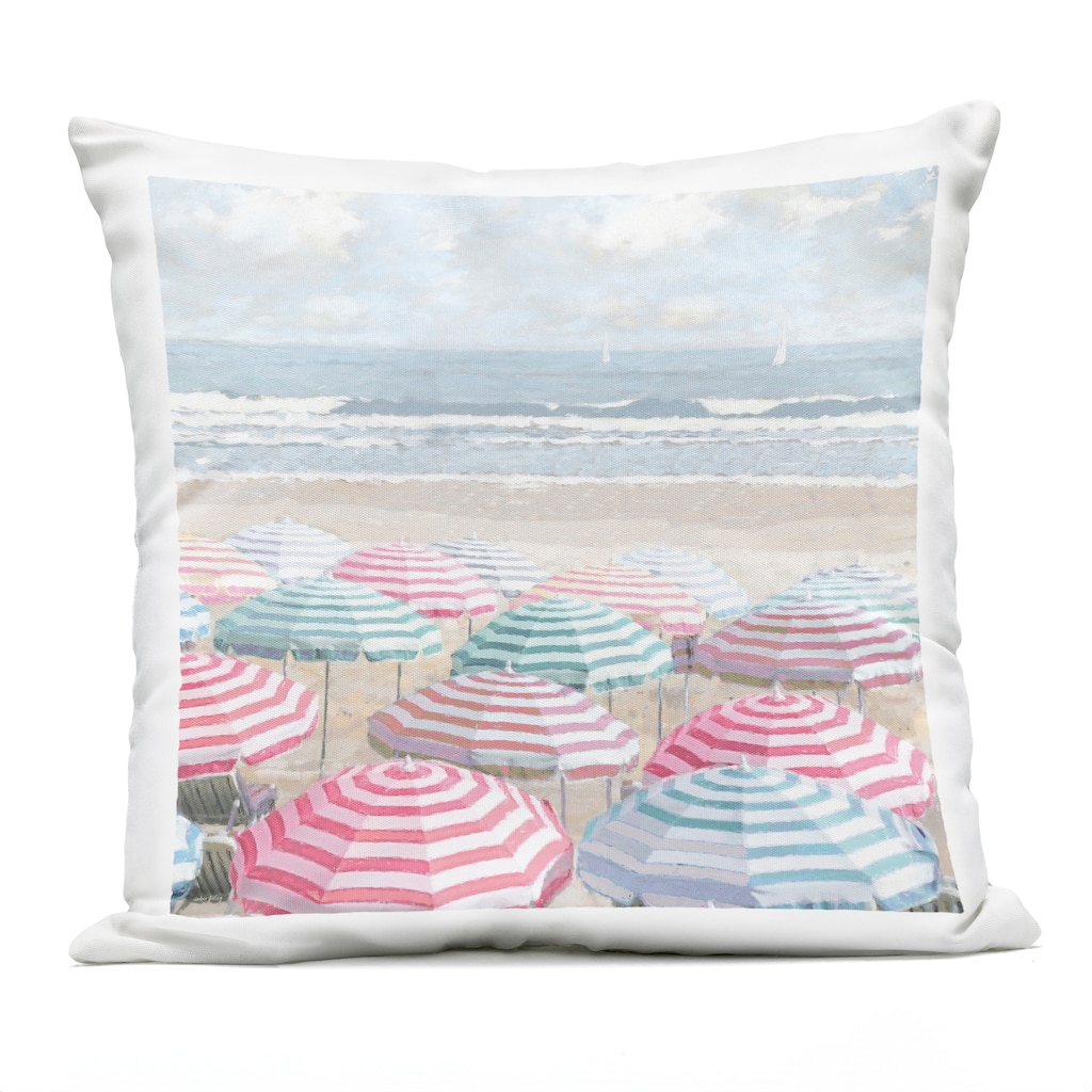Stupell Bright Beach Umbrellas Scene Printed Outdoor Throw Pillow Design by Amber Sterling