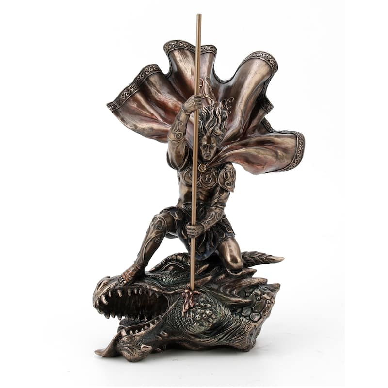 11.42" H THE DRAGON SLAYER Cold Cast Bronze - 5.91"x8.07"x11.42"