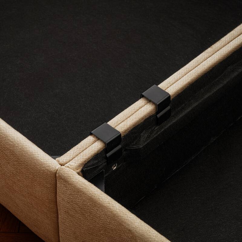 142.5" Chenille L-Shaped Sectional Sofa with Storage & Round Back