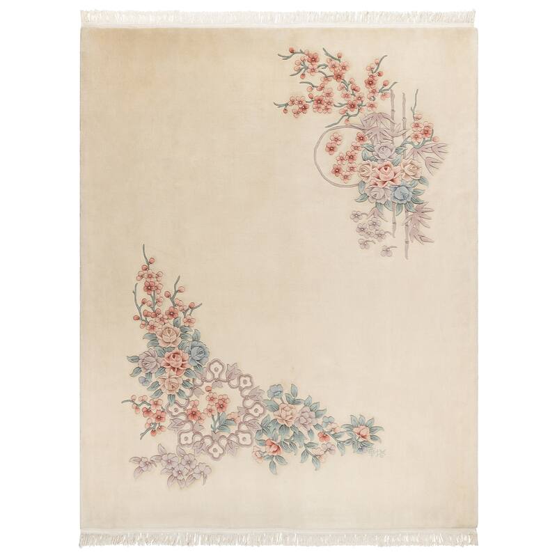 Gertmenian Oriental Estate Traditional Oriental Floral Border Metallion Hand Knot Wool Area Rug Collection
