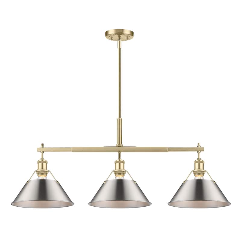 Yep by Golden Lighting Orwell 3-light Island Light in Brushed Champagne Brass and Pewter shade - Gold