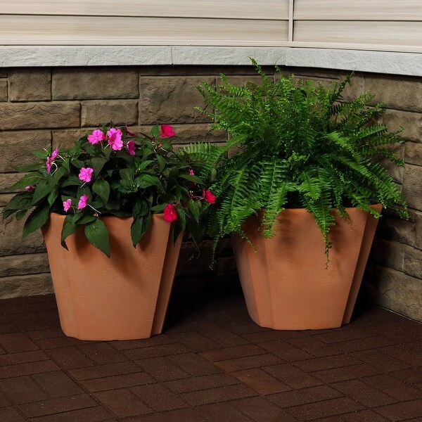 Sunnydaze Jefferson Flower Pot Planter - Natural Clay - 20-Inch - Set of 4