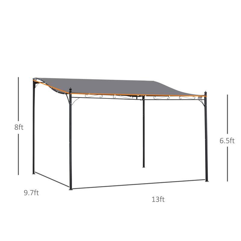 Outsunny 13' x 10' Steel Outdoor Pergola Gazebo, Patio Canopy with Weather-Resistant Fabric and Drainage Holes