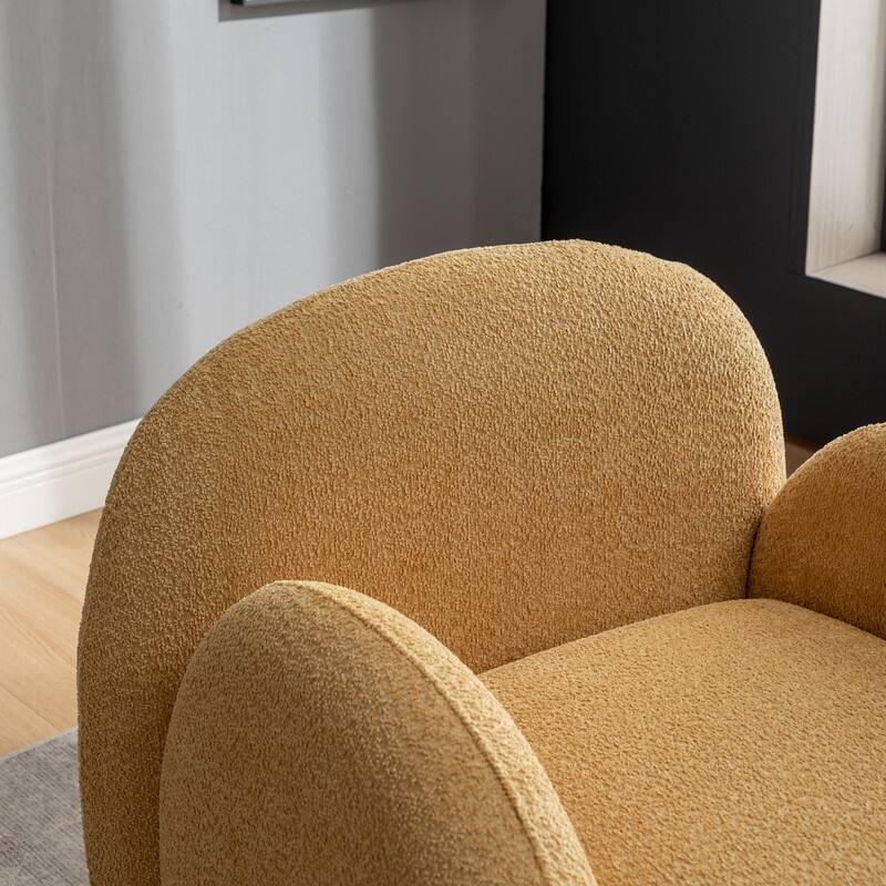 SEYNAR Modern Glam Boucle Upholstered 360 Degree Swivel Accent Armchair, Barrel Chair for Living Room