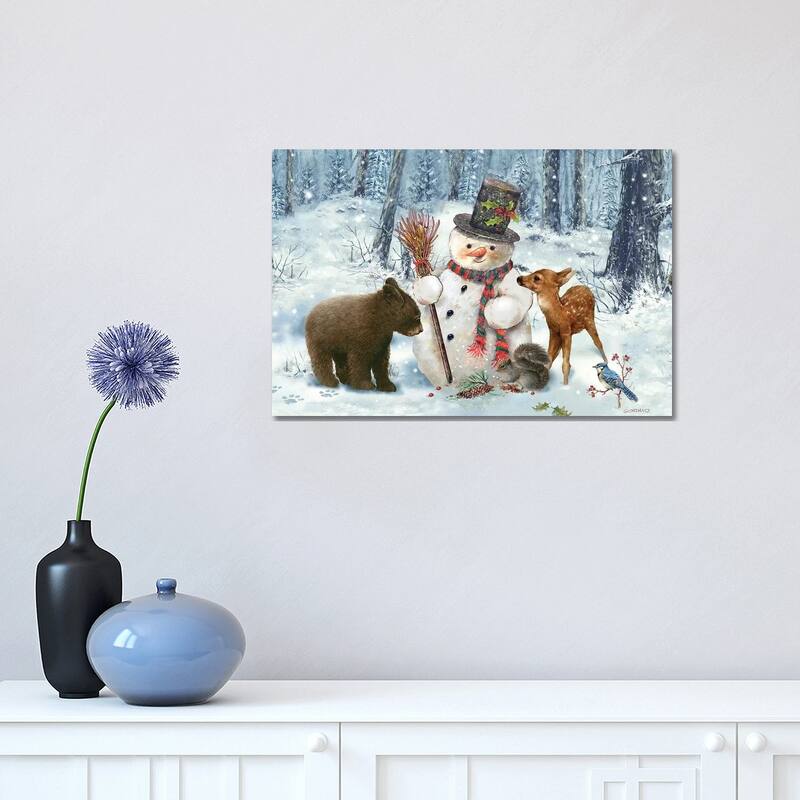iCanvas "Woodland Snowman" by Giordano Studios Canvas Print - 12x18x1.5