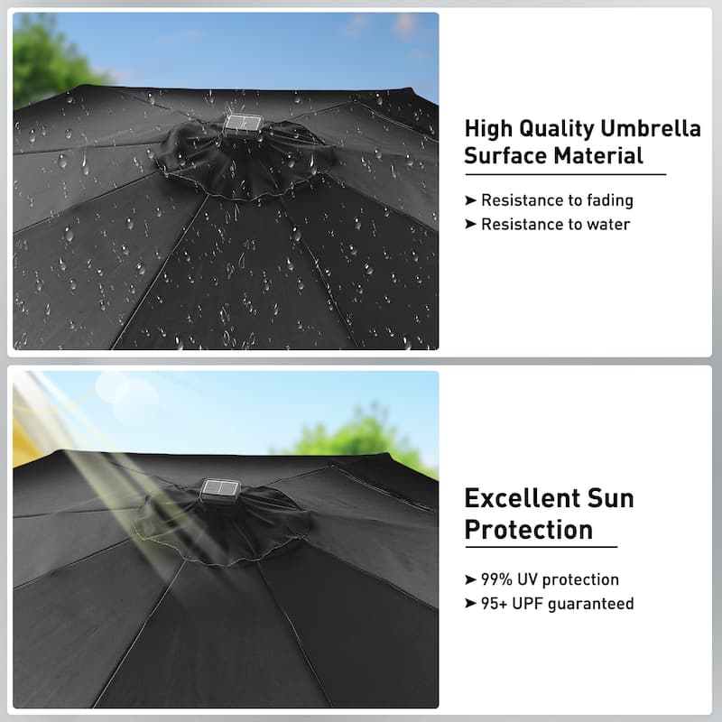 Autlaycil 10ft Solar LED lights Outdoor Patio Umbrella With Base