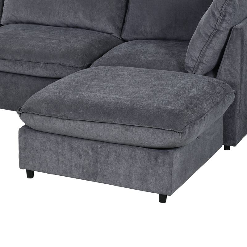 Modern Large U-Shape Sectional Sofa, 2 Large Chaise with Removable Ottomans