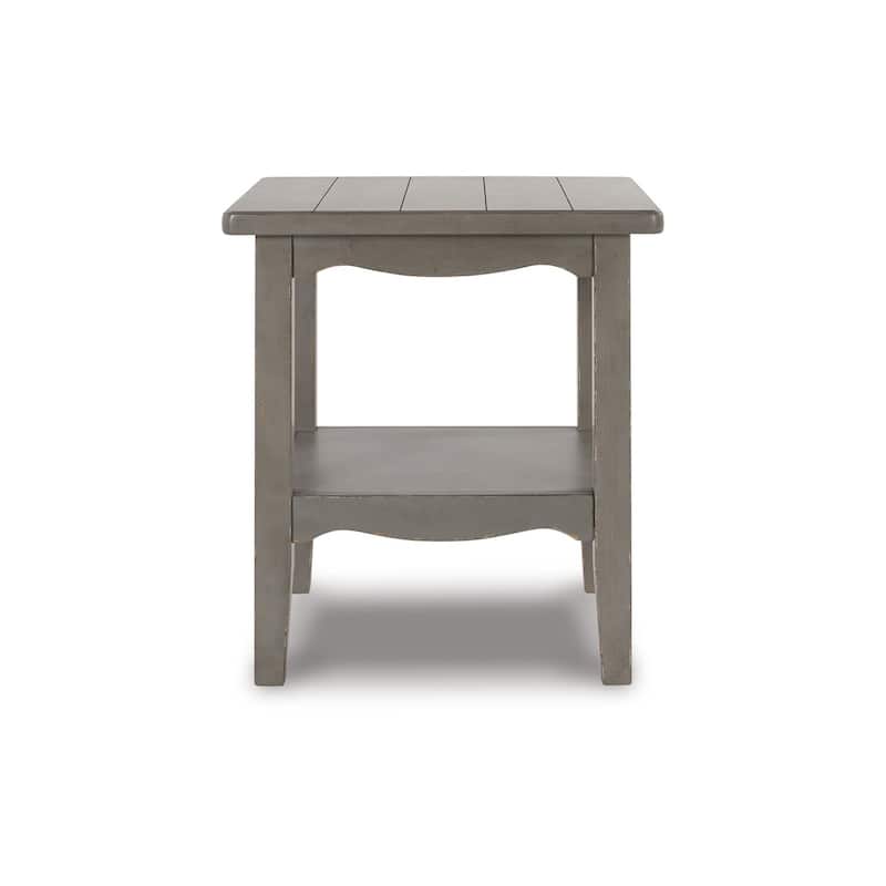 24 in. Gray Square Wood End Table, Sturdy Build End Side Table for Living Rooms