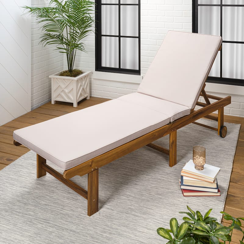 Adjustable Outdoor Chaise Lounge w/ Cushion & Wheels - JONATHAN Y