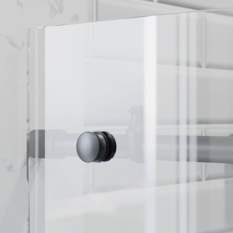Seawin Crystal 56 - 60 x 78 inches Frameless Sliding Shower Door 3/8 in. (10 mm) Clear Tempered Glass with NanoShield Coating