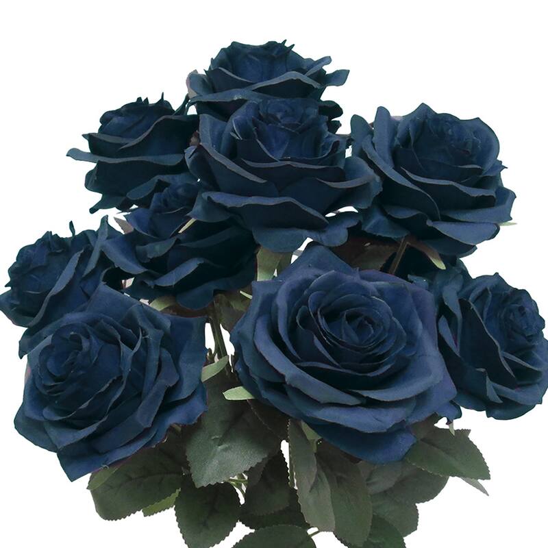 Set of 2 Artificial Queen Rose Flower Stem Bush Bouquet 18in