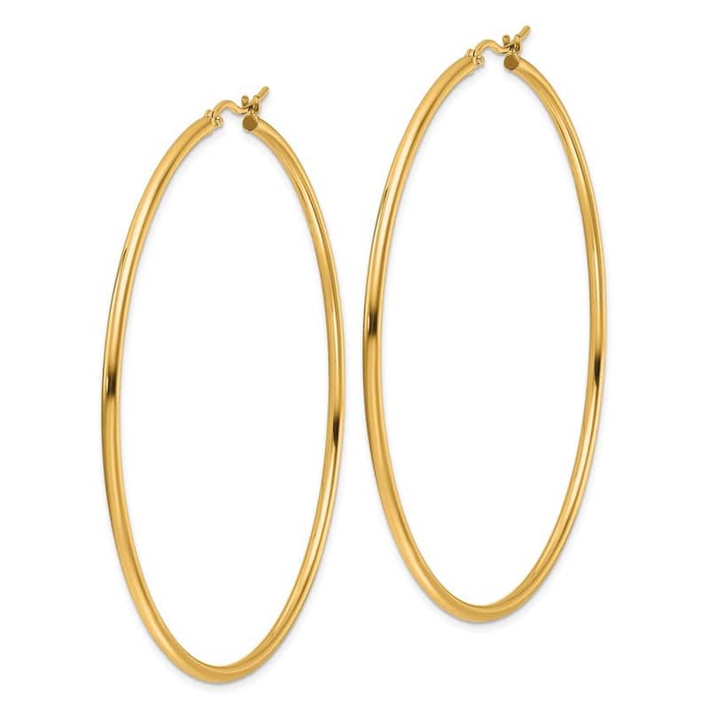 Curata 14k Yellow Gold Polished Hoop Earrings - 65x65mm