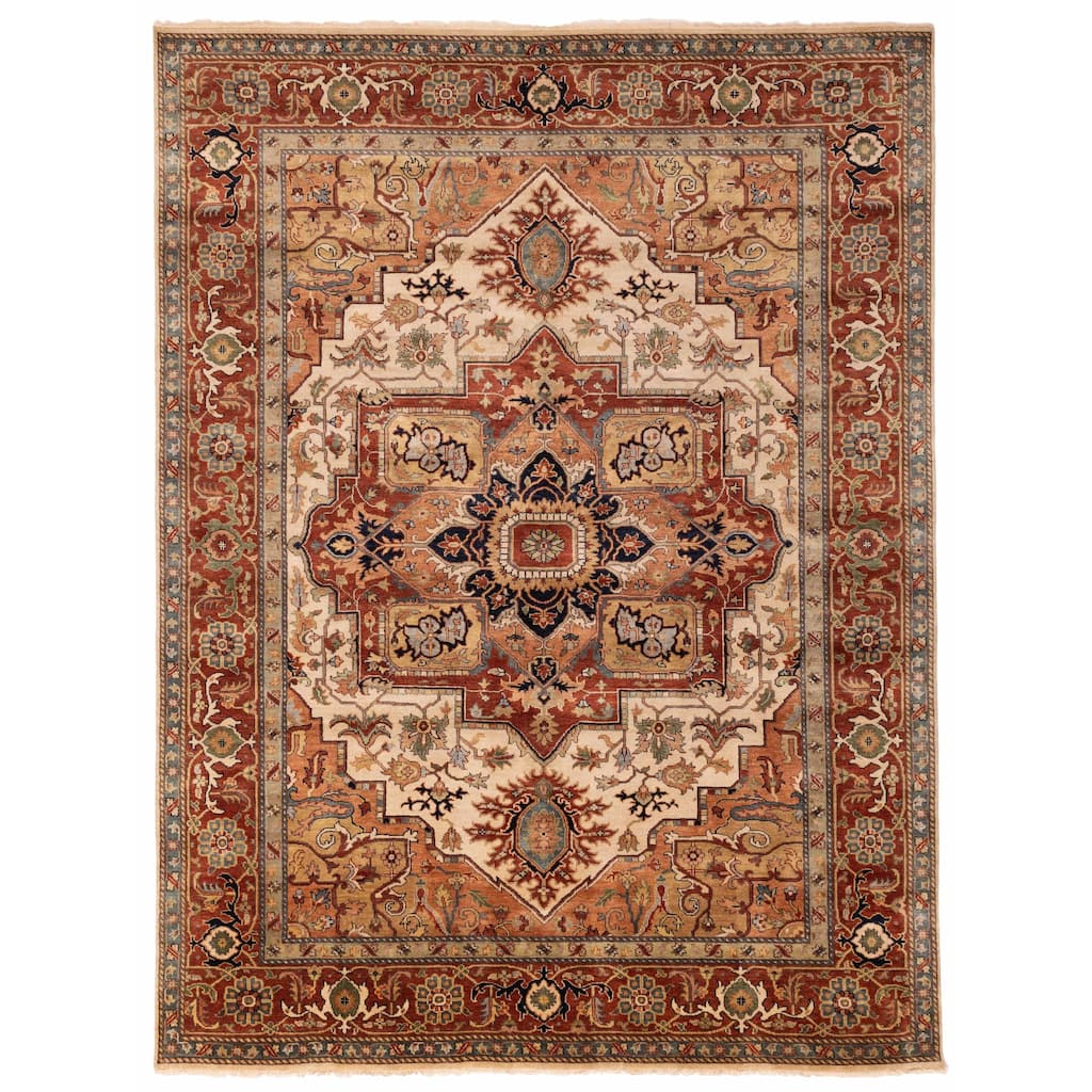 ECARPETGALLERY Hand-knotted Jules Sultane Ivory Wool Rug - 8'11 x 11'10